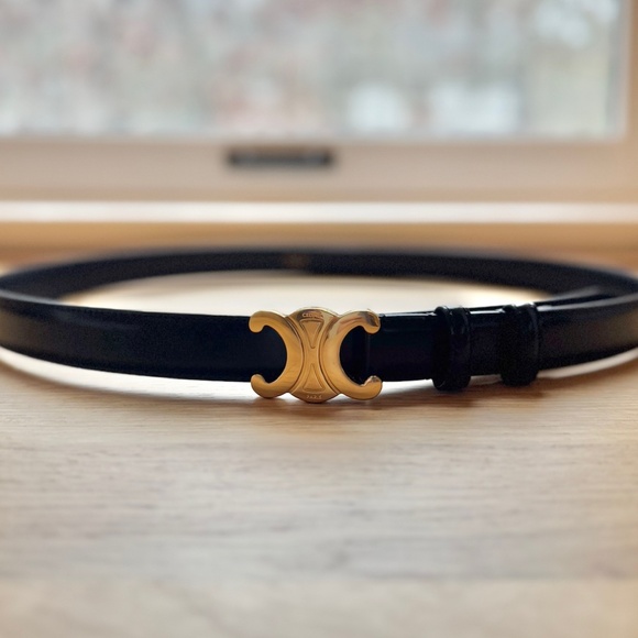Celine Medium Black Triomphe Belt [100] - Picture 3 of 12